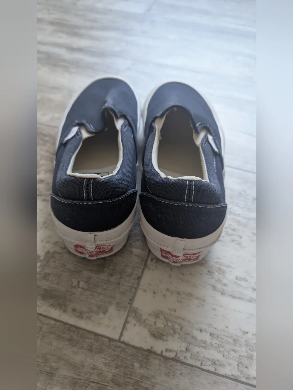 Vans Slip-On Sneakers in Navy and White